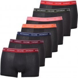 7-Pack "Days of the Week" Boxer Trunks, Black