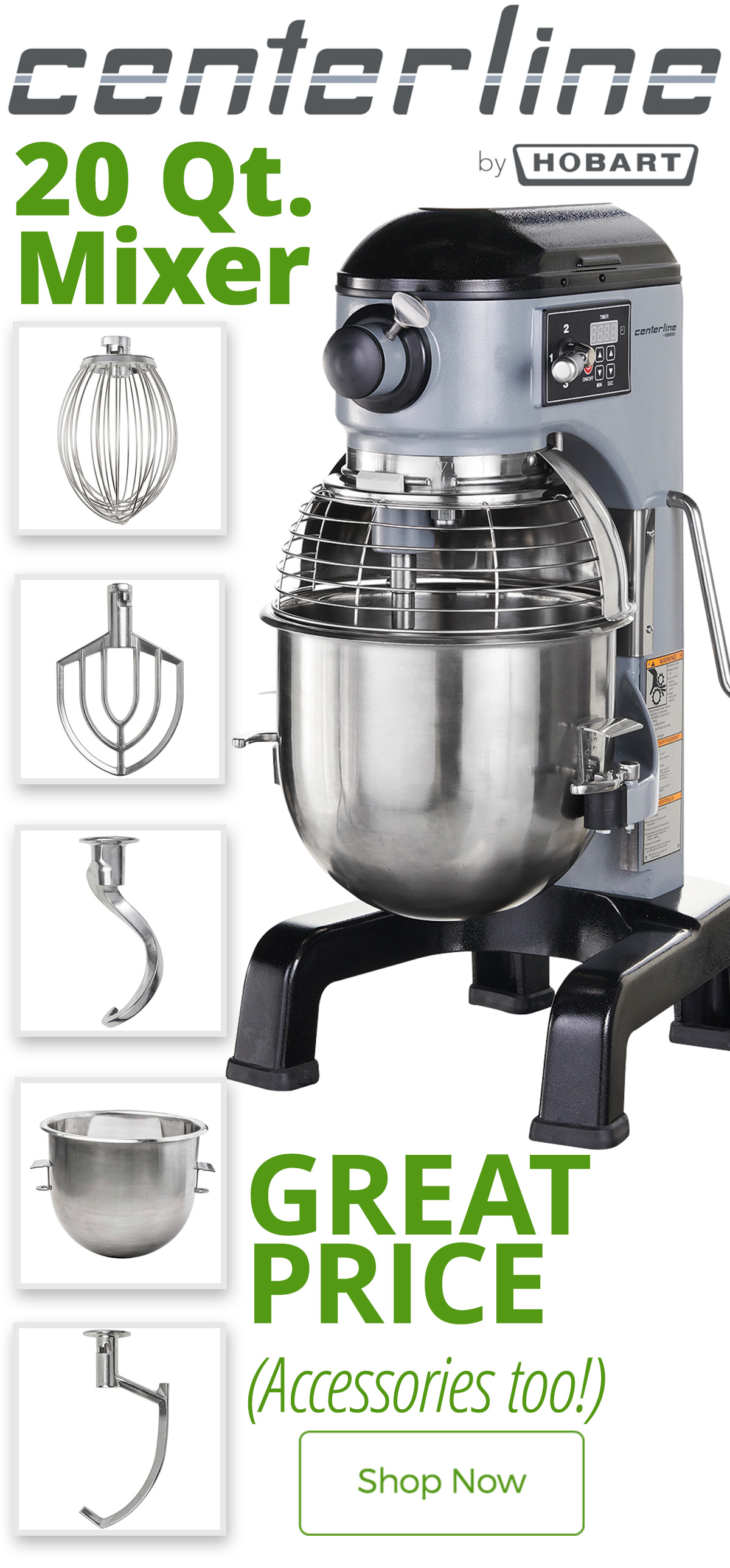Hobart 20 Qt. Mixer now at an unbelievably great price (accessories too)!