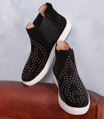SUEDE SLIP ON STUDDED BOOTS