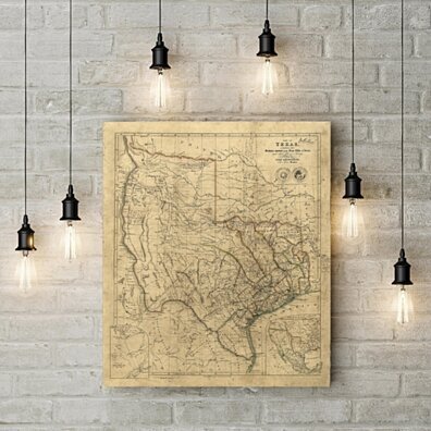 Old Texas wall Map 1841 Vintage Historical map Antique style Map of Texas state Map Texas Map Fine Art Print