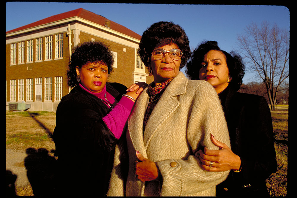 Linda Brown, Leola Montgomery, and Cheryl Brown Henderson at Monroe School