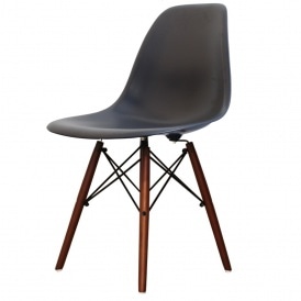 Style Dark Grey Plastic Retro Side Chair Walnut Legs