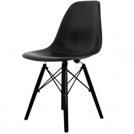 Style Black Plastic Retro Side Chair Black Wooden Legs