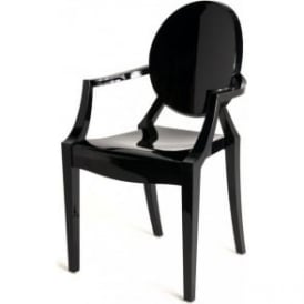 Black Ghost Style Plastic Louis Armchair