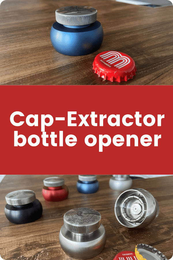 Cap-Extractor bottle opener lets you reuse the cap after opening a drink