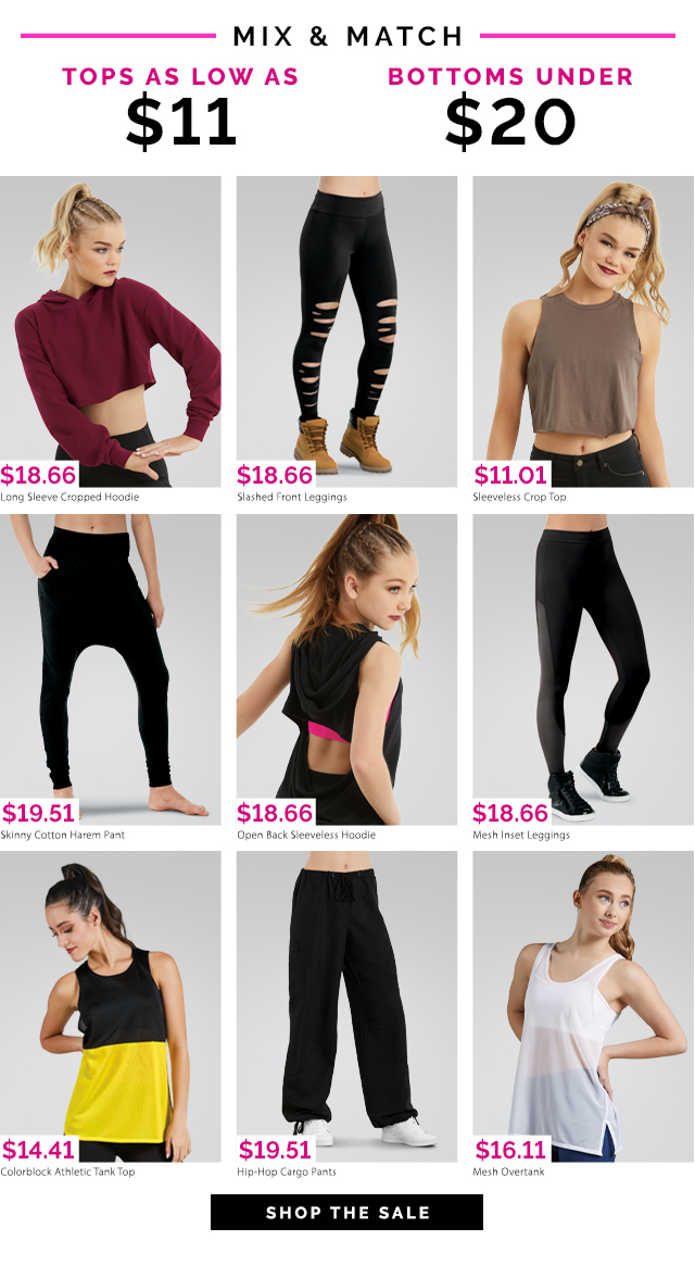 Mix and Match. Tops as low as $11 and Bottoms under $20. Shop the Sale