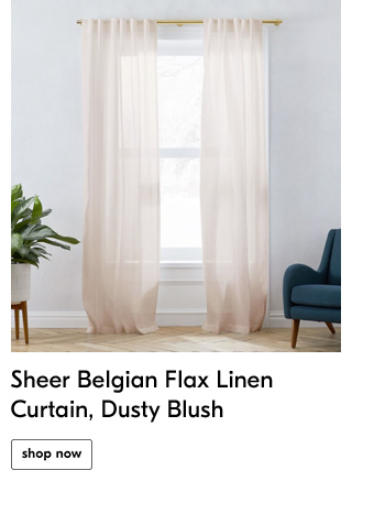 Sheer Belgian Flax Linen Curtain, Dusty Blush