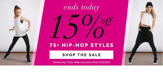 Ends Today! 15% off 75+ Hip-Hop styles. Shop the Sale