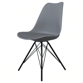 Eiffel Inspired Dark Grey Plastic Dining Chair with Black Metal Legs