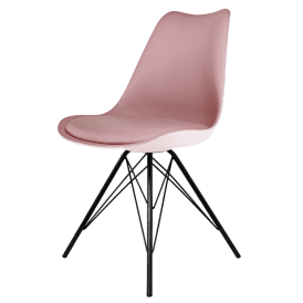 Eiffel Inspired Blush Pink Plastic Dining Chair with Black Metal Legs