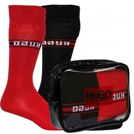 2-Pack Reverse Logo Stripe Socks Gift Pack, Black/Red