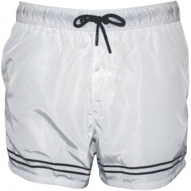 West Hampton Twin Stripe Swim Shorts, White/black