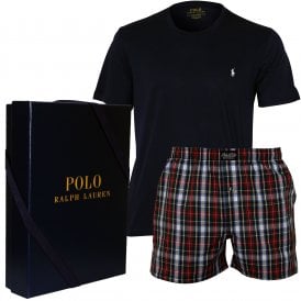 T-Shirt & Boxer Shorts Pyjama Gift Box, Navy / William Plaid