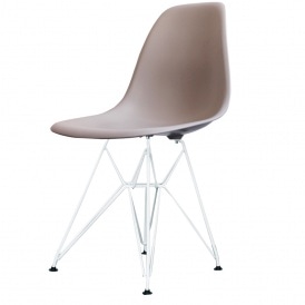Style Eiffel Light Grey Plastic Retro Side Chair - White Legs
