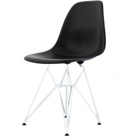 Style Eiffel Black Plastic Retro Side Chair - White Legs