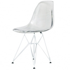 Style Eiffel Clear Plastic Retro Side Chair - White Legs