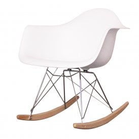 Style Cool White Plastic Retro Rocking Chair