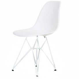 Style Eiffel Cool White Plastic Retro Side Chair - White Legs
