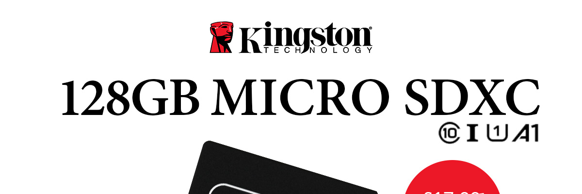 Kingston Canvas Select Plus Micro SDXC 100MB/s UHS-1 U1 A1 V30 Class 10 with Adapter - 128GB - Only ?14.99