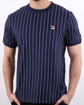 Fila Vintage Pinstripe T Shirt Navy