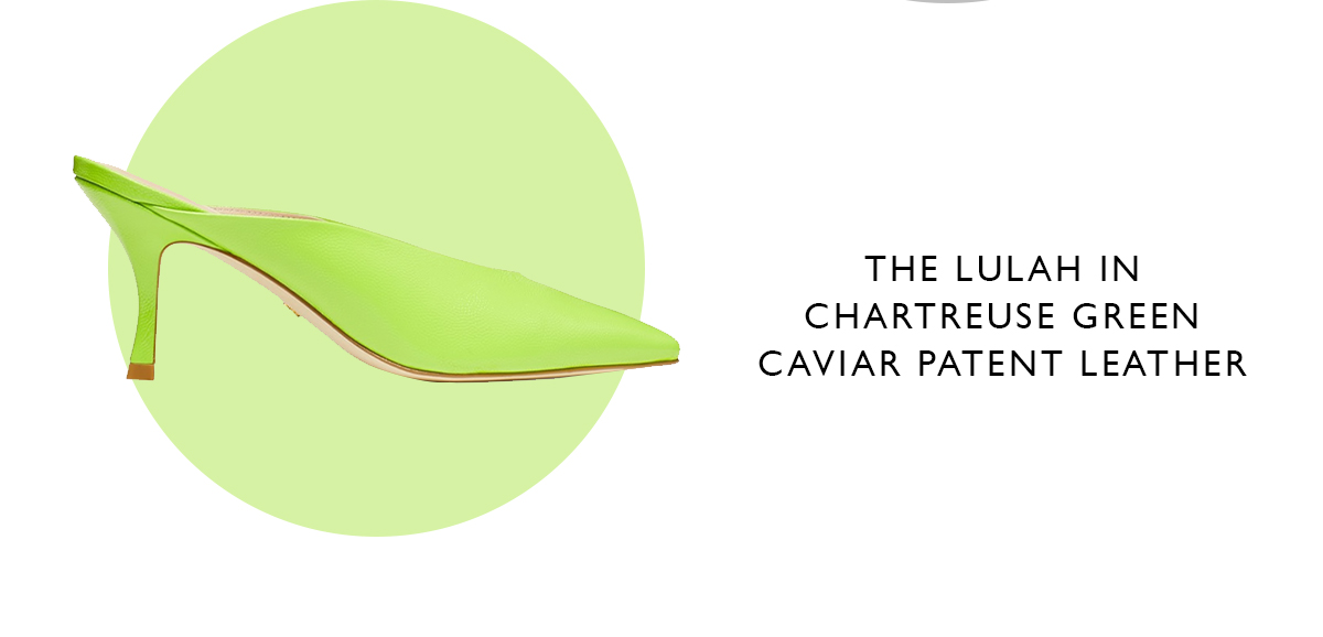 LULAH IN CHARTREUSE GREEN CAVIAR PATENT LEATHER