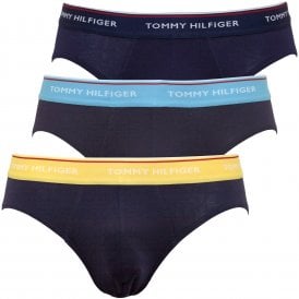 3-Pack Organic Cotton Stretch Briefs, Navy with blue/yellow