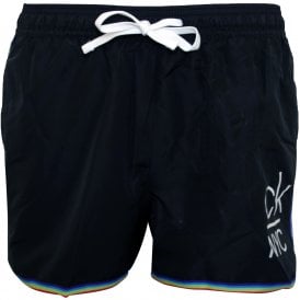 Pride Stripes CK NYC Athletic-Cut Swim Shorts, Black