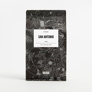 A bag of San Antonio Honey Process coffee