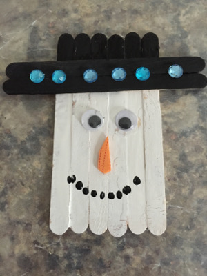 Popsicle Stick Snowman Magnet Craft