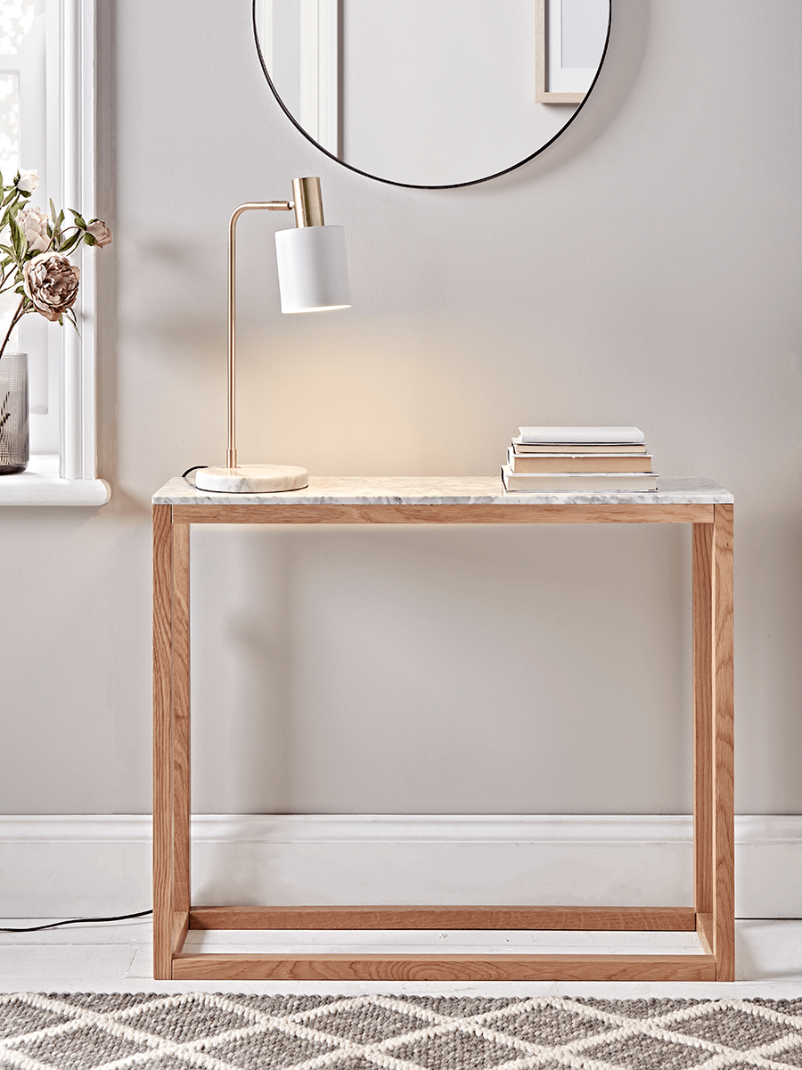 Oak & Marble Console Table