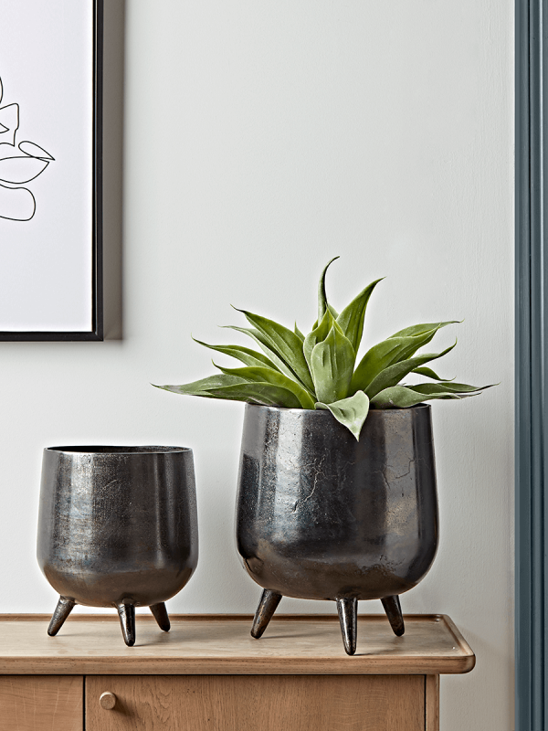 NEW Two Textured Standing Planters - Blac