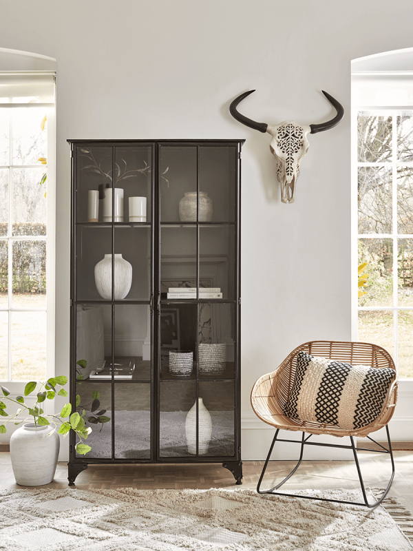 Black Iron Display Cabinet - Tall