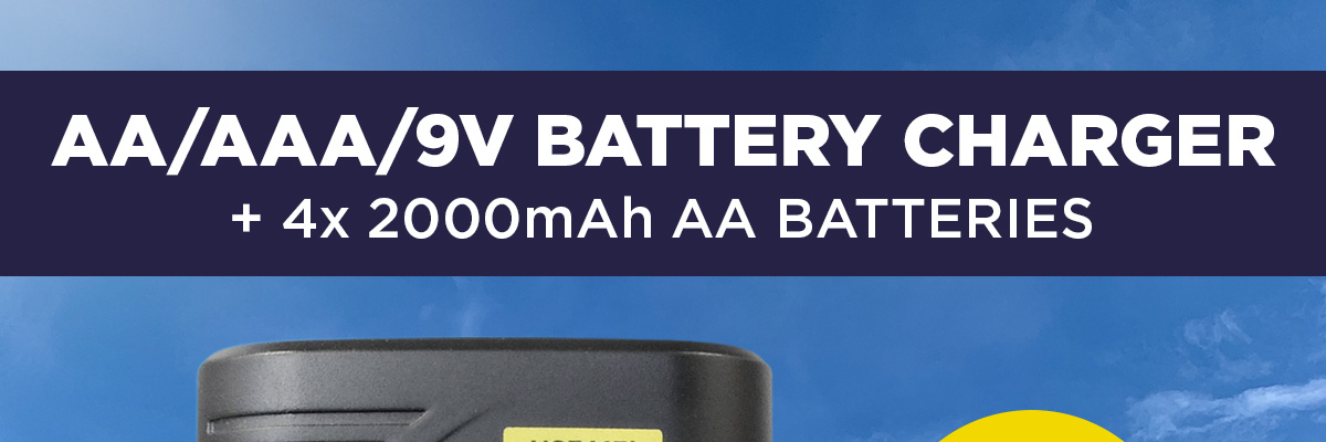 Superb Value - AA AAA and 9V NiMH Mains Battery Charger with 4x AA 2000mAh Rechargeable Batteries - Only ?9.99