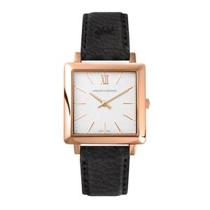 Norse Black Leather 34mm Rose Gold