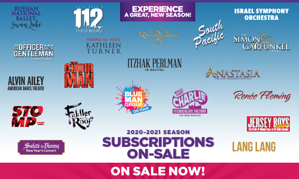 2020-2021 Subscriptions Now On Sale | Graphic with all show logos