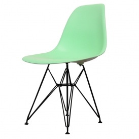 Style Eiffel Peppermint Green Plastic Retro Side Chair - Black Legs