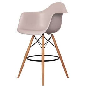 Style Light Grey Plastic Bar Stool With Arms