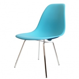 Style Pearl Blue Classic 4 Leg Plastic Side Chair