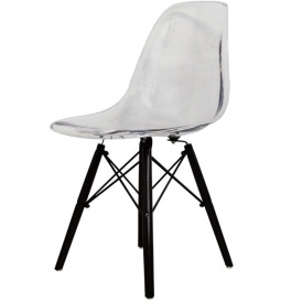 Style Ghost Clear Plastic Retro Side Chair Black Wooden Legs
