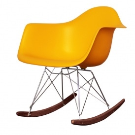 Style Bright Yellow Plastic Retro Walnut Rocking Chair