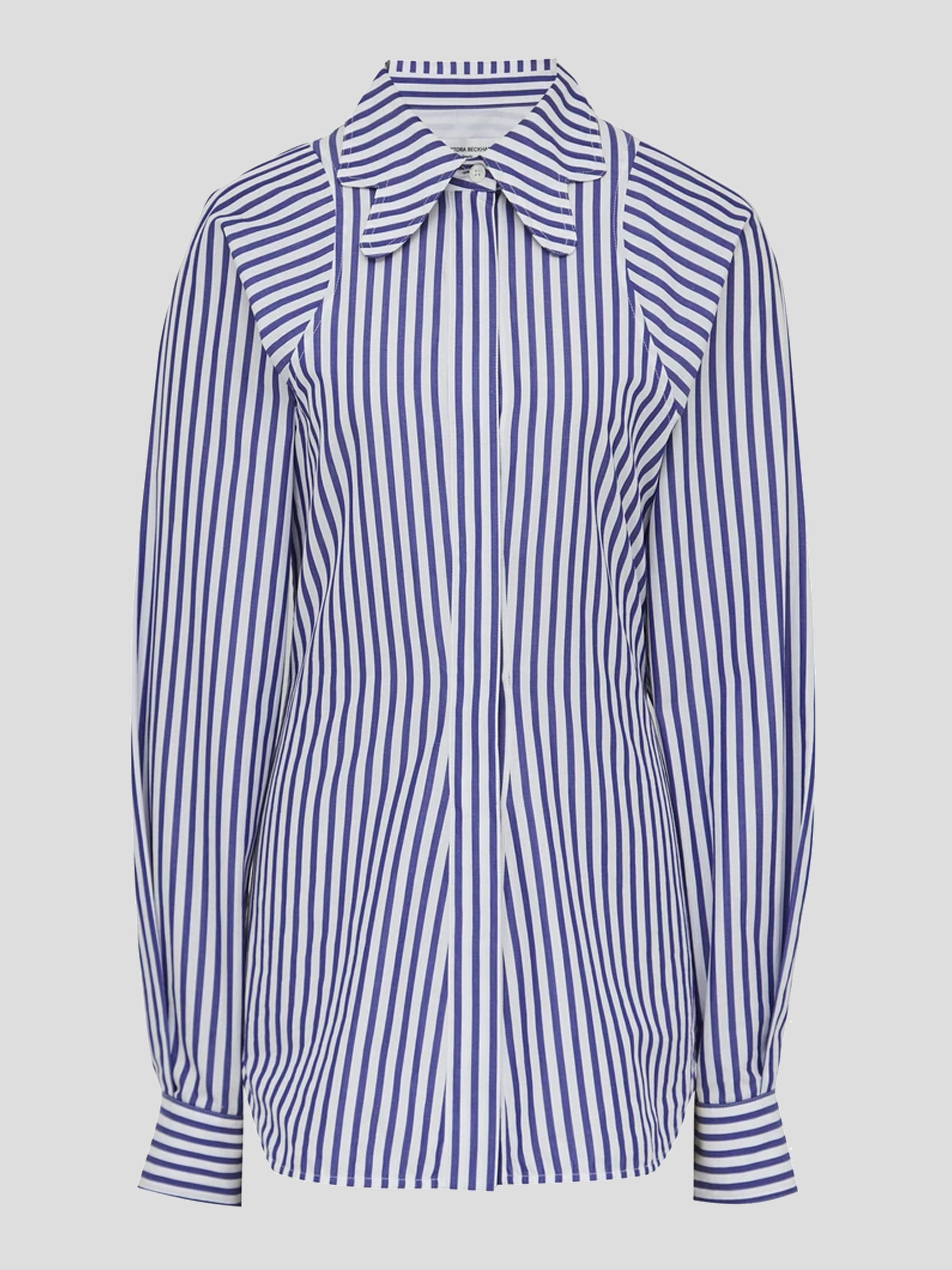 Image of Stripe Shirting Butterfly Collar Shirt