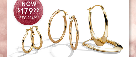 10K Yellow Gold Hoop Earrings Set, Now Only $179.99