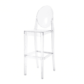 Crystal Clear Ghost Style Plastic Victoria Bar Stool - 65cm