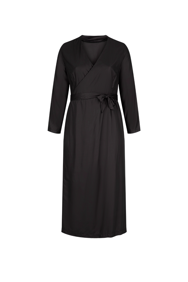 Classic Black Midi Wrap Dress