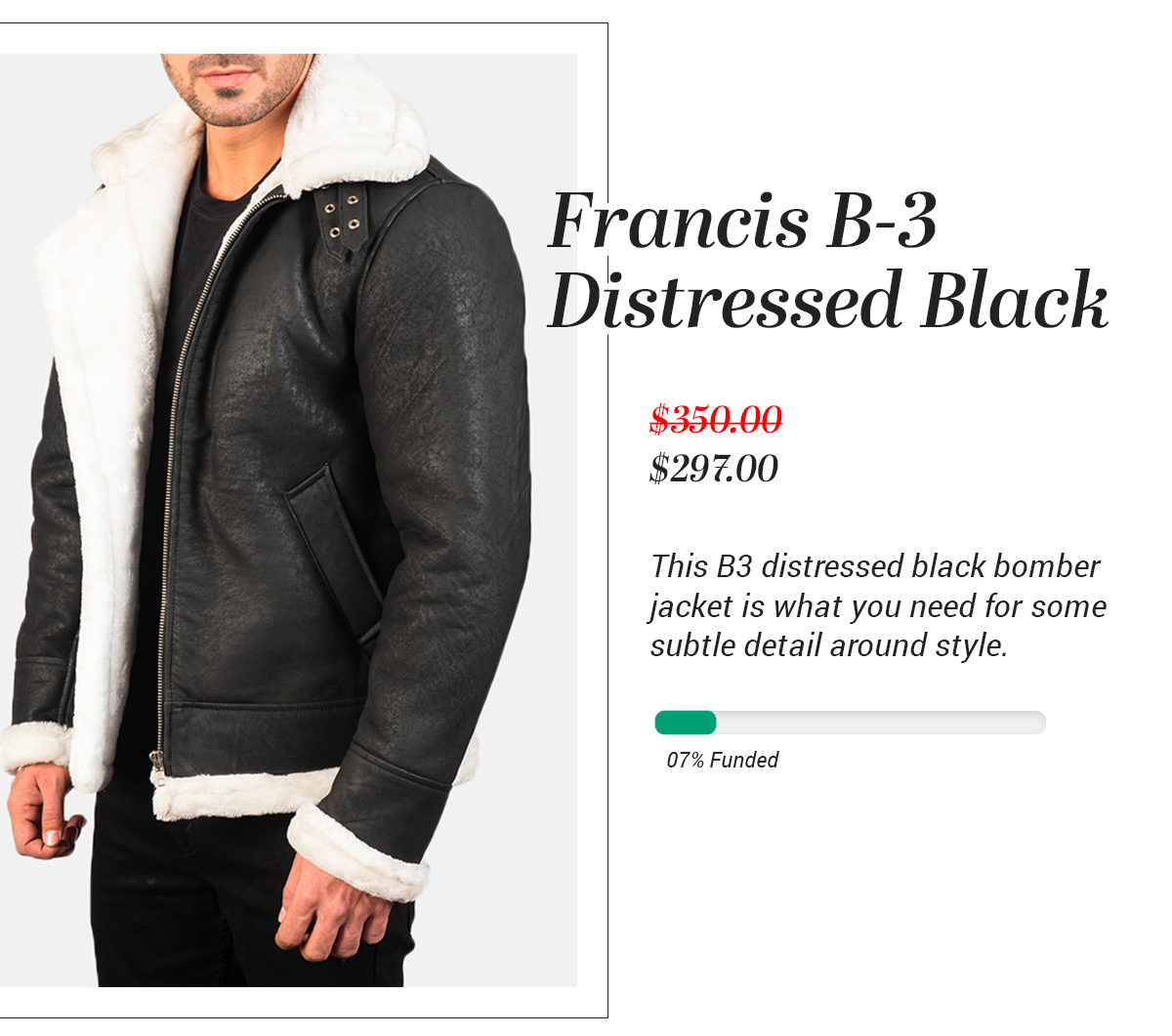 B-3 Distressed Black Leather Jacket