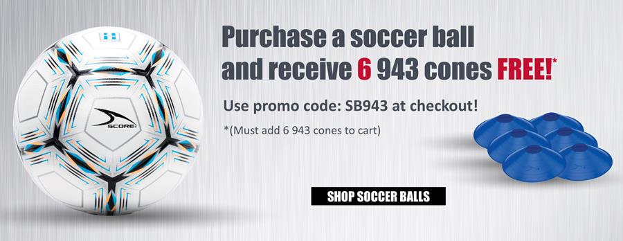 Purchase a soccer ball, receive 6 free 943 cones