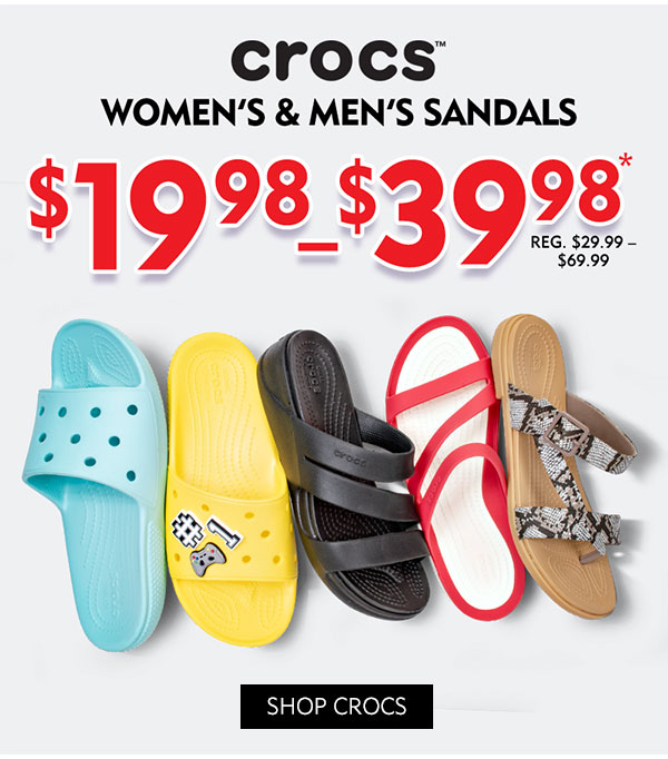 Crocs Women''s and Men''s Sandals $19.98 - $39.98. Shop Crocs