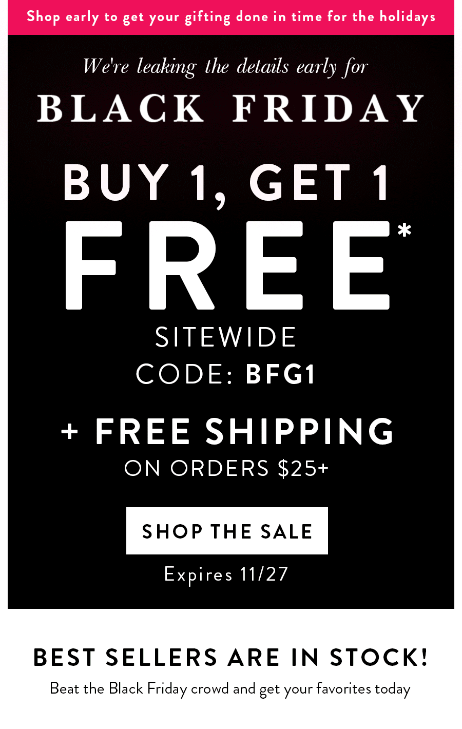 BUY 1, GET 1 FREE SITEWIDE + FREE SHIPPING