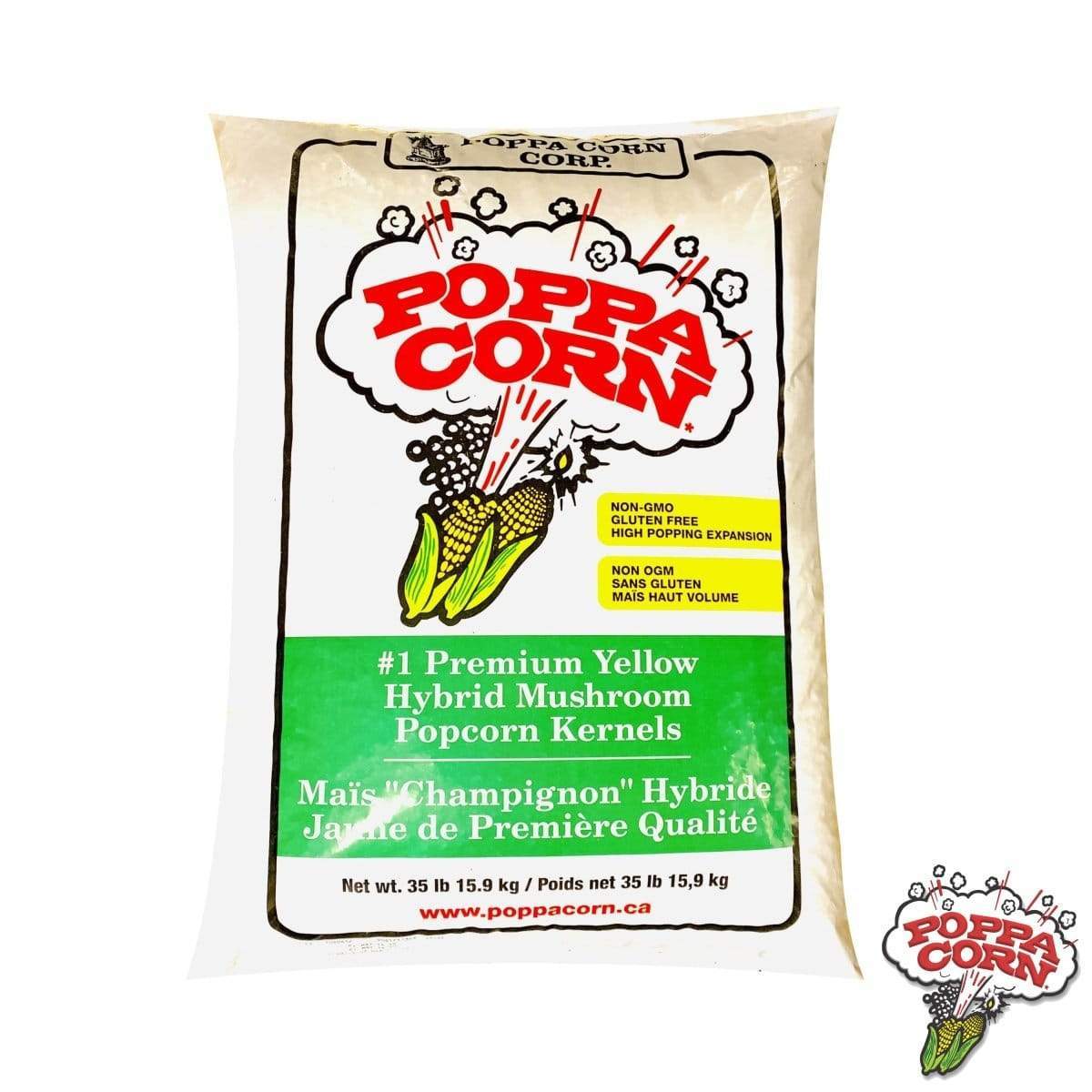 Poppa Corn Round Caramel & Sweet Mushroom Kernels - NON-GMO - 35LB Bag - TAX FREE