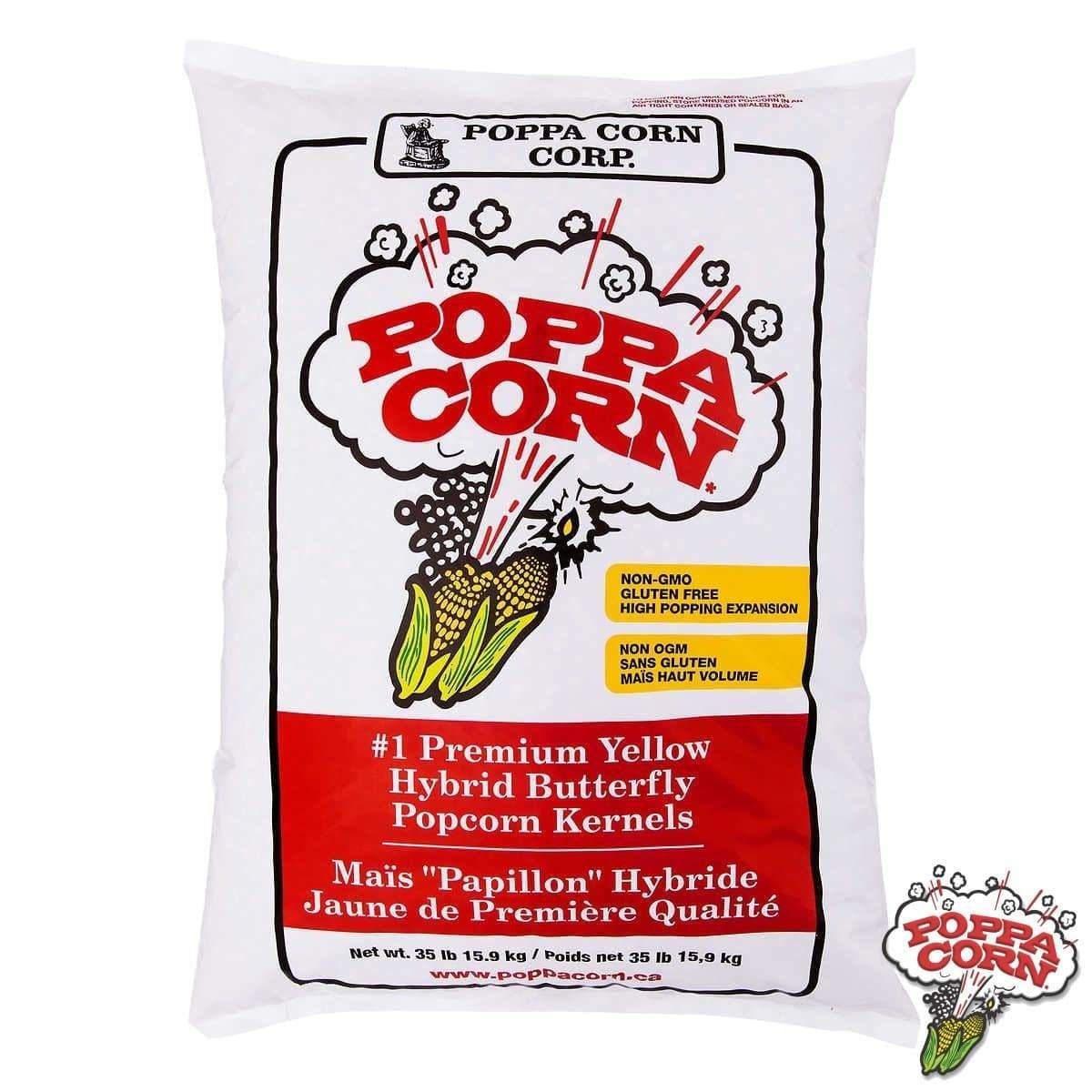 Poppa Corn Premium Yellow Butterfly Kernels - NON-GMO - 35LB Bag - TAX FREE